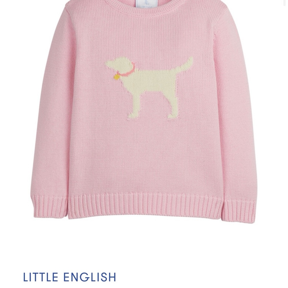 Little English Pink Intarsia Sweater with Lab